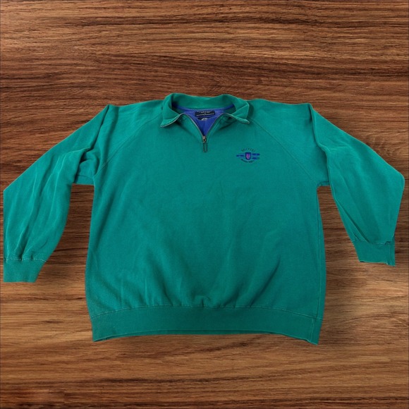 Dockers Other - VTG Dockers Mens Quarter Zip Sweatshirt Teal Green Original Quality Logo Size L